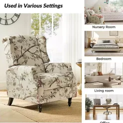 Cream Vintage Floral Reclining Armchair