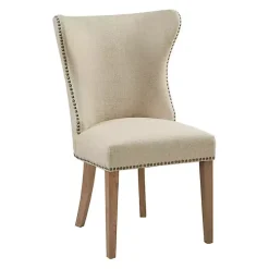 Cream Wing Back Nailhead Dining Chairs, Set of 2