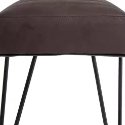 Dark Brown Leather Tufted Panel Bench