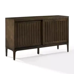 Dark Brown Slatted Sliding Door Sideboard
