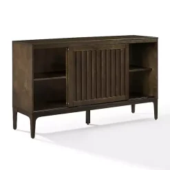 Dark Brown Slatted Sliding Door Sideboard