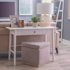 Dark Brown Wood 1-Drawer Midcentury Modern Desk