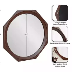 Dark Brown Wood Octagon Cyrus Wall Mirror