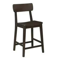 Dark Brown Wood Open Back Counter Stool