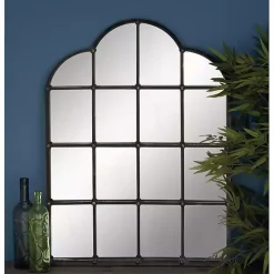 Dark Crown Frame Windowpane Mirror
