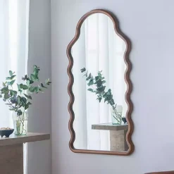 Dark Gold Arched Wavy Wall Mirror
