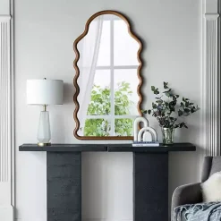 Dark Gold Arched Wavy Wall Mirror