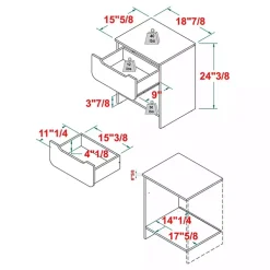 Dark Gray Stanley Single Drawer Nightstand