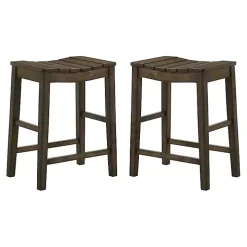 Dark Oak Wood Whitcombe Counter Stools, Set of 2
