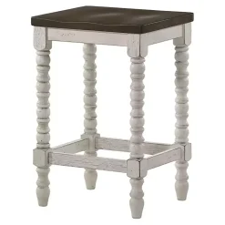 Dark Walnut & White Wood Ema 2-pc. Counter Stools