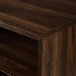 Dark Walnut Angled Door Wooden Sideboard Cabinet