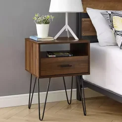 Dark Walnut Modern Farmhouse Side Table