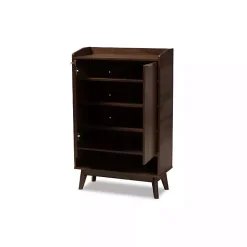 Dark Walnut 5-Shelf Wooden Shoe Cabinet