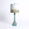 Distressed Blue Painted Metal Shade Table Lamp
