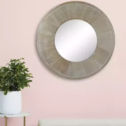 Distressed Brown Wood Planked Frame Wall Mirror