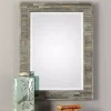 Distressed Charcoal Wooden Wall Mirror