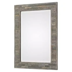 Distressed Charcoal Wooden Wall Mirror