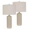 Distressed Cream Textured Table Lamps, Set of 2
