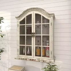 Distressed Cream Wood Wall Cabinet