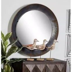 Distressed Galvanized Curved Framed Mirror