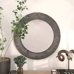 Distressed Galvanized Curved Framed Mirror