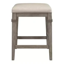 Distressed Gray and Beige Counter Stool