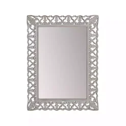 Distressed Gray Botanical Rectangle Wall Mirror