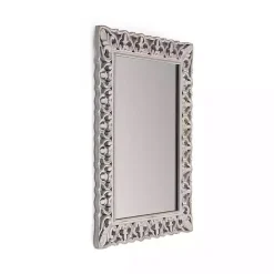Distressed Gray Botanical Rectangle Wall Mirror