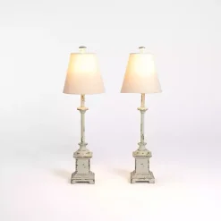 Distressed Gray Buffet Lamps, Set of 2