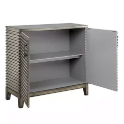 Distressed Gray Linear 2-Door Wooden Chest