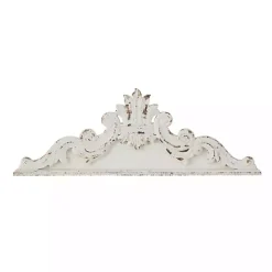 Distressed White Carved Arabesque Wall Plaque