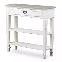 Distressed White 1-Drawer Console Table
