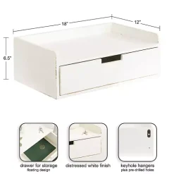 Distressed White Drawer Kitt Floating Side Table