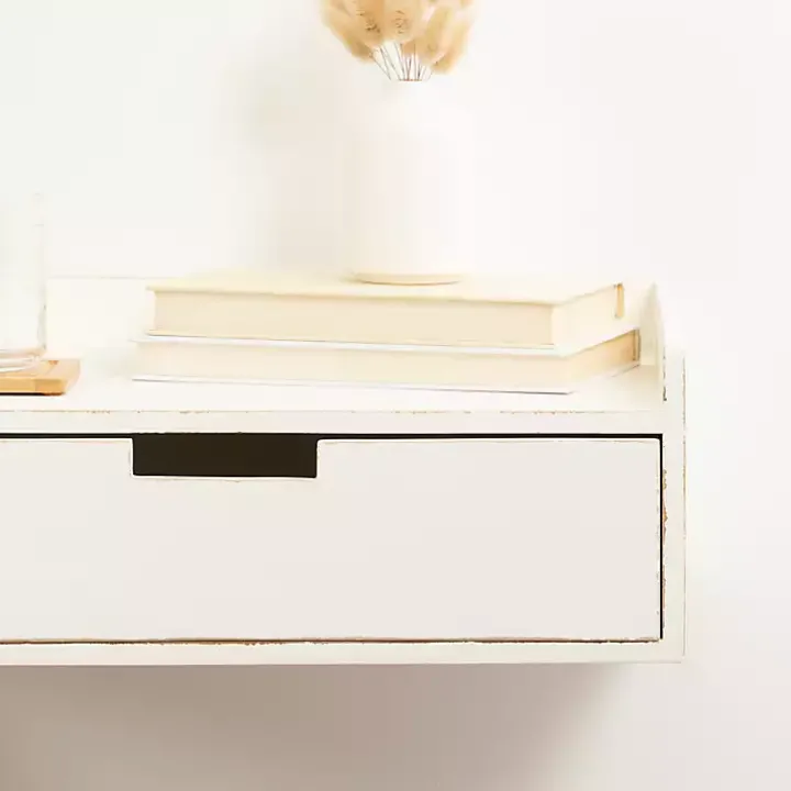 Distressed White Drawer Kitt Floating Side Table