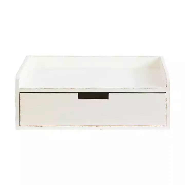 Distressed White Drawer Kitt Floating Side Table