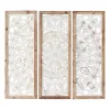 Distressed White Floral Wall Plaques, Set of 3