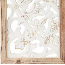 Distressed White Floral Wall Plaques, Set of 3
