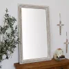 Distressed White Wood Carved Frame Wall Mirror