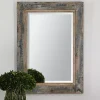 Distressed Wood Frame Wall Mirror