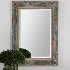 Distressed Wood Frame Wall Mirror