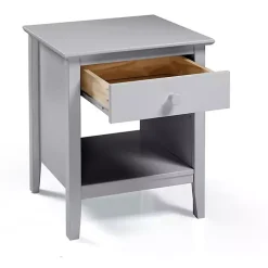 Dove Gray Brazilian Pine Wood Nightstand