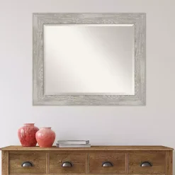 Dove Gray Scoop Frame Beveled Mirror, 34x28 in.