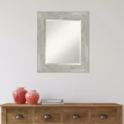 Dove Gray Scoop Frame Beveled Mirror, 22x26 in.
