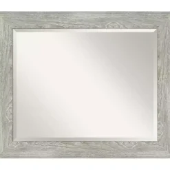 Dove Gray Scoop Frame Beveled Mirror, 34x28 in.