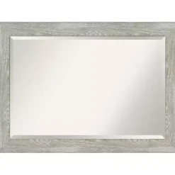 Dove Gray Scoop Frame Beveled Mirror, 42x30 in.