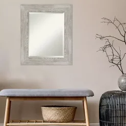 Dove Gray Scoop Frame Beveled Mirror, 22x26 in.