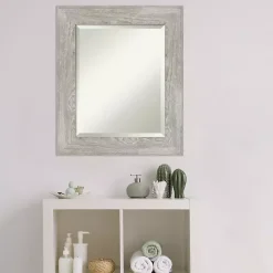Dove Gray Scoop Frame Beveled Mirror, 22x26 in.
