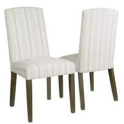 Dove Gray Stripe Parsons Chairs, Set of 2