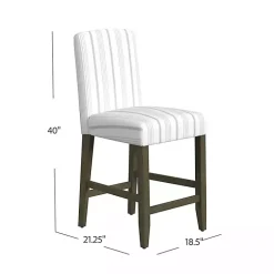 Dove Gray Striped Upholstered Bar Stool