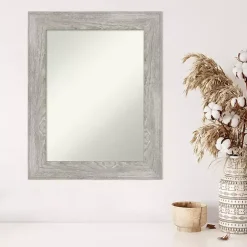 Dove Gray Washed Wood Framed Mirror